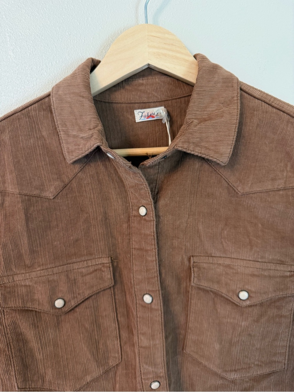 Faherty Stretch Corduroy Western Shirt Saddle Brown Snap Front Size M - Picture 7 of 11